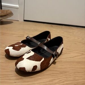 GAP Brown and White Cowhide Mary Jane Flats